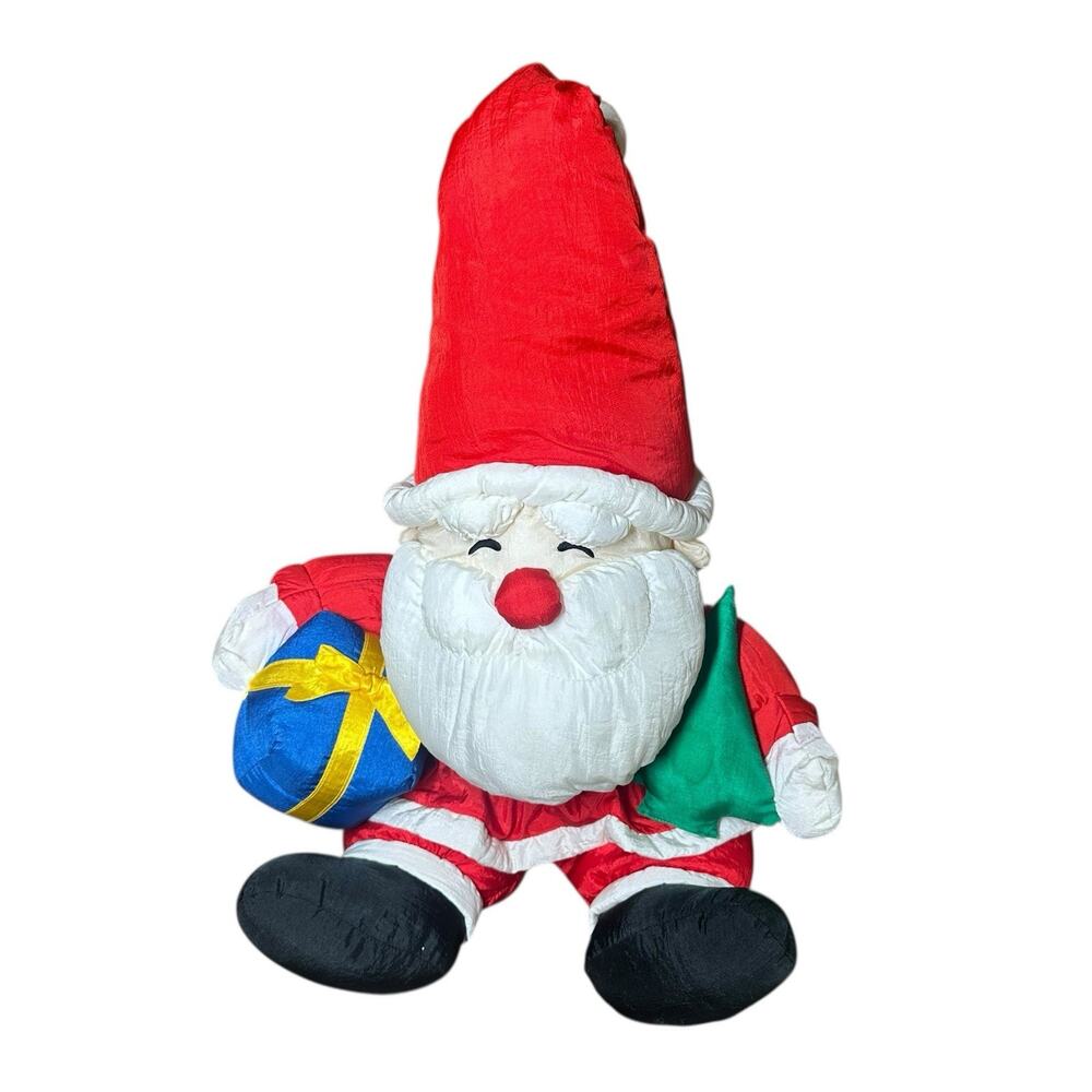 Vtg 90’s Puffy Nylon Parachute Santa Claus Christmas Toy Decoration 20”‎ Korea